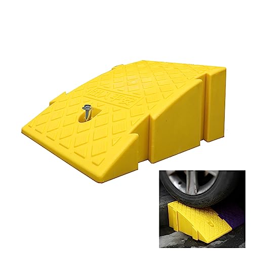 Tragbare Kunststoff Bordsteinrampen, Türstufenrampe Robuste Kunststoff Schwellenrampe, Auffahrrampe Für Einfahrten, Autos, Fahrzeuge, Motorräder (Color : Yellow, Size : 45x25x19cm)