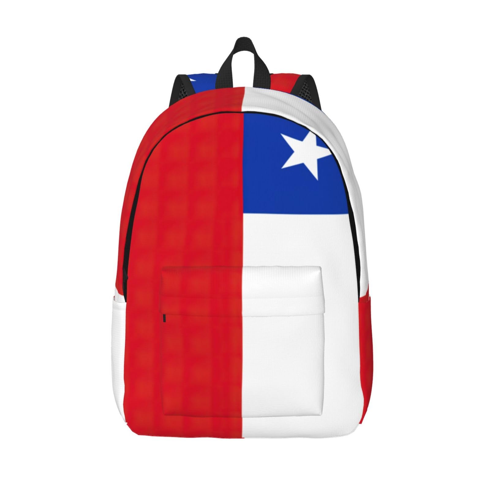 Vielseitiger trendiger Canvas-Rucksack mit Flagge von Chile, für Arbeit, trendig, Reisen, Freizeit, für Männer und Frauen, Schwarz, M