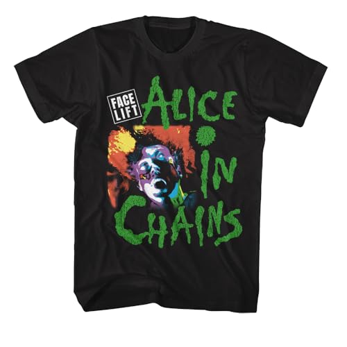 Alice in Chains Facelift Tour '91 T-Shirt für Erwachsene, vorne und hinten, kurzärmelig, Vintage-Stil, Grafik-T-Shirt, Schwarz, XL