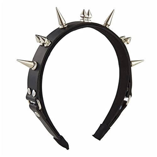 Qaonsciug Stachel-Stirnband, Gothic-Nieten-Stirnband, Rock-Stirnband für Herren, Punk-Stirnband, Steampunk-Leder, Spike-Kopfschmuck