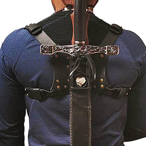 MDFCZXP Mittelalter Renaissance Schwert Rücken Gürtel Scheide Retro Kunstleder Scheide Halter Ritter Rapier Ring Schwert Frosch Holster,Schwarz,15cm