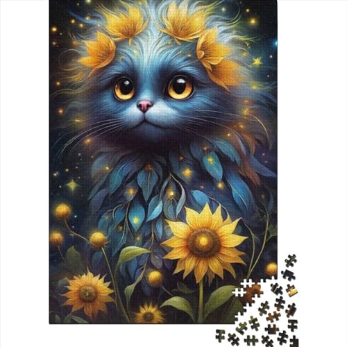 Puzzle für Erwachsene, Fantasie-Katze, 1000-teiliges Puzzle für Erwachsene und Jugendliche ab 12 Jahren, anspruchsvolles Holzbrett-Puzzle, Größe: 75 x 50 cm