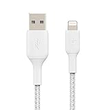 Belkin geflochtenes Lightning-Kabel (Boost Charge Lightning-/USB-Kabel für iPhone, iPad, AirPods) MFi-zertifiziertes iPhone-Ladekabel, geflochtenes Lightning-Kabel (15 cm, Weiß)