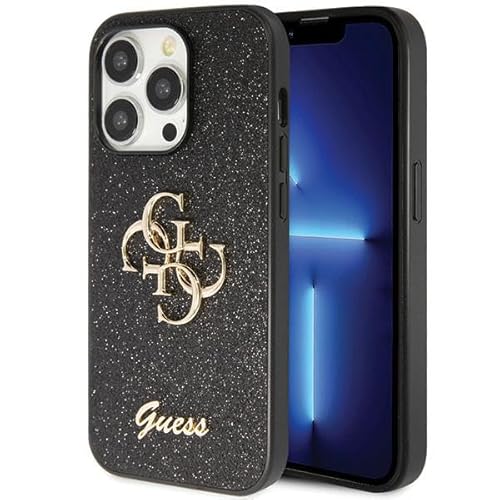 Guess GUHCP14LHG4SGK Hülle für iPhone 14 Pro 6.1" Schwarz hardcase Glitter Script Big 4G