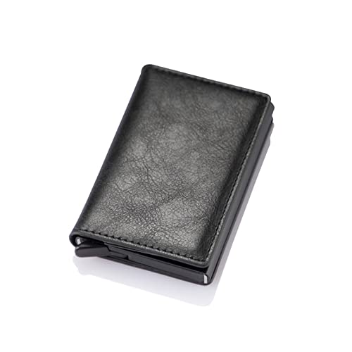 TREGOO Portemonnaie Herren New Men Women smart Wallet Credit Bank Card Holder Fashion Purse Aluminum Alloy Business Casual Mini Wallet Brand PU Purse (Color : Bruin)