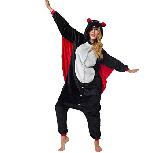 Katara 1744 -Fledermaus Kostüm-Anzug Onesie/Jumpsuit Einteiler Body für Erwachsene Damen Herren als Pyjama oder Schlafanzug Unisex - viele Verschiedene Tiere