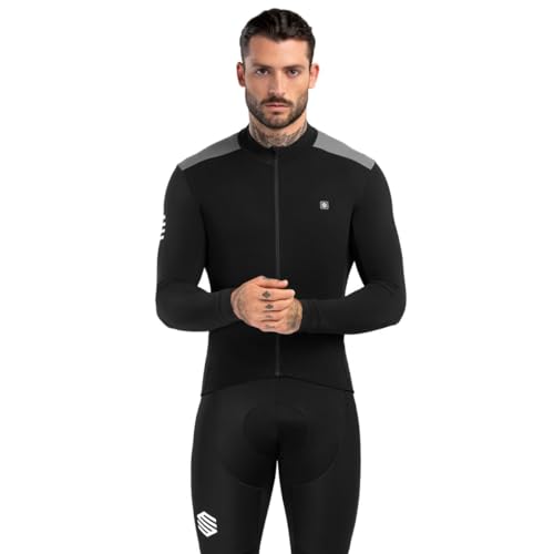 SIROKO - Langarm-Thermo-Radtrikot für M4 Fleet Moss, Grau, M