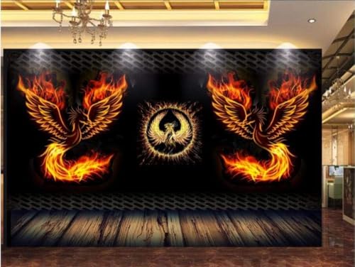 Feuer-Phönix 3D Tapete Poster Restaurant Schlafzimmer Wohnzimmer Sofa TV Dekorative Wand-250cm×170cm