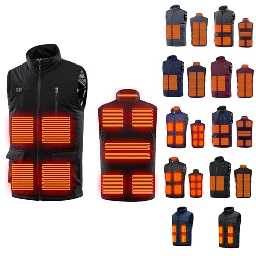 WANGTIANXUE Beheizbare Weste Unisex 11 Zonen USB Lade Heizweste, Beheizte Weste Herren/Damen Weste 3 Fakultativ Temperatur Heating Vest für Outdoor Skifahren Jagd Wandern Motorrad(Ohne Akku)