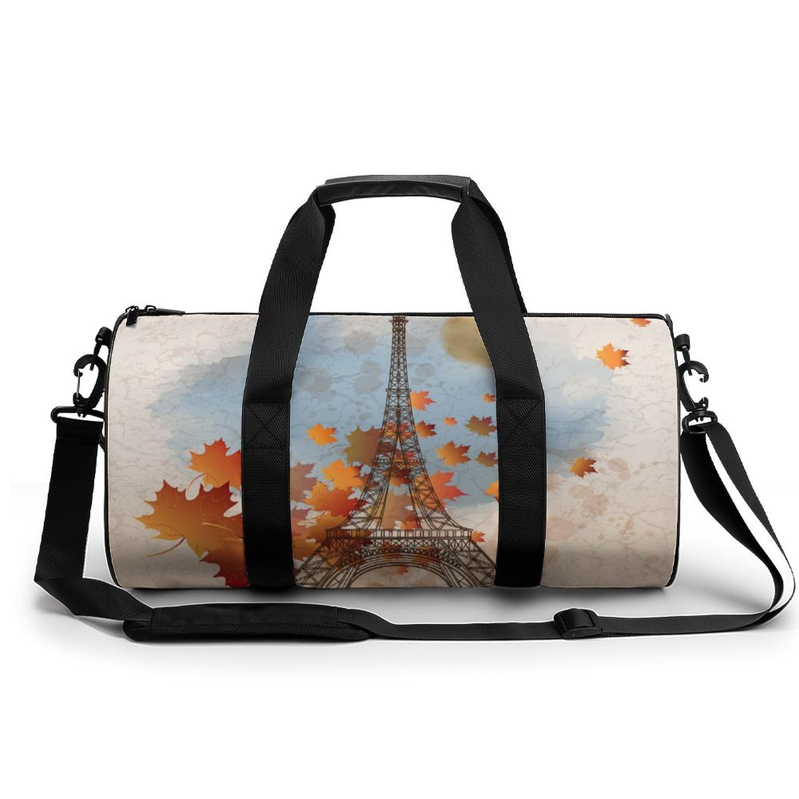 Pariser Eiffel-Ahorn Sport Duffel Bag Sporttasche Reisetasche Handgepäck Tasche Schwimmtasche Weekender Bag 45x23x23cm