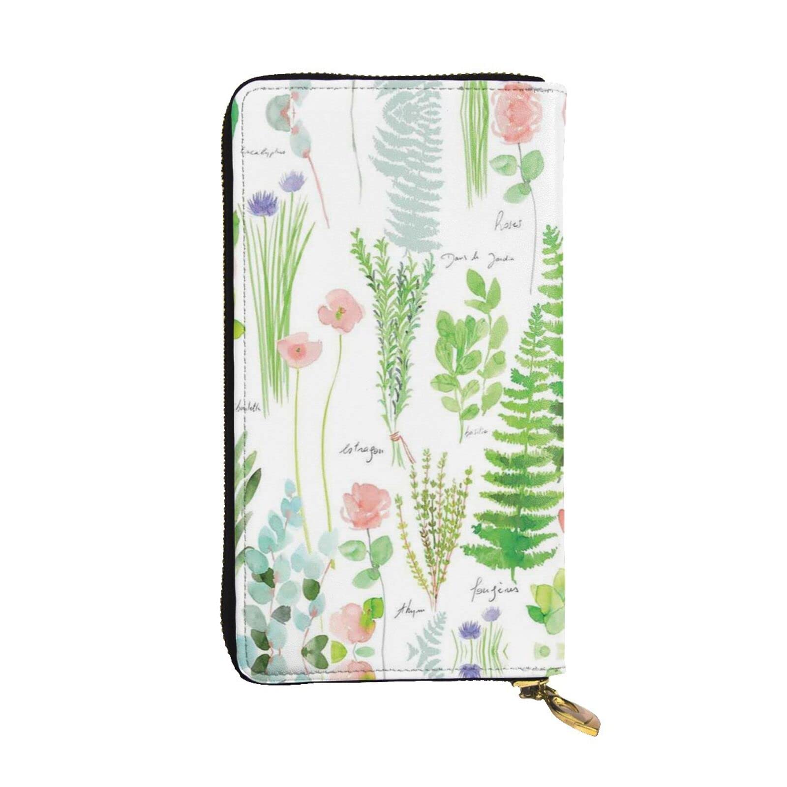 DMORJ Springtime Herb Garden Leder-Clutch-Brieftasche: 19 x 10 cm, bequem, leicht, wasserdicht, langlebig, schönes Geschenk, Schwarz, Einheitsgröße, Schwarz , Einheitsgröße