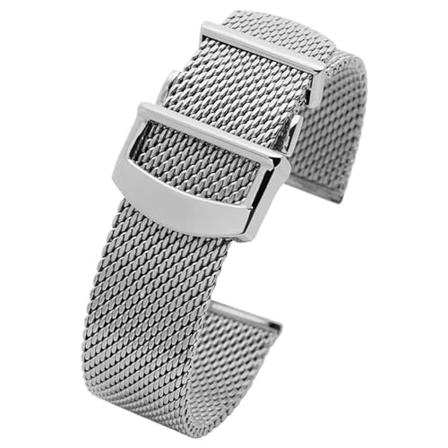 THBGTCNQ Uhrenarmband aus Edelstahlgewebe, 20 mm, 22 mm, universell geeignet for Quarzuhren, Smartwatches mit Faltschließe(20mm)