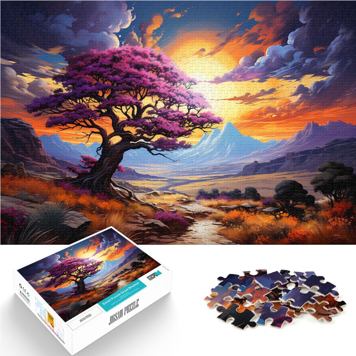 Puzzles, farbenfrohe, schöne Landschaft, Kunst-Puzzles für Erwachsene, 1000 Teile, vollständig ineinander greifenden und zufällig geformten Teilen, 1000 Stück (50 x 75 cm)