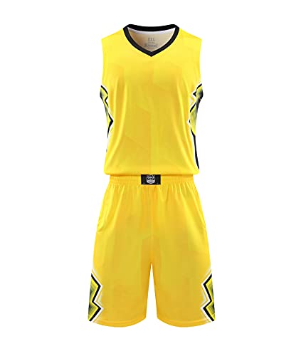 Topeter Jungen Mesh Jersey Blank Team Uniform Basketball Shorts für Sport Scrimmage Gelb L