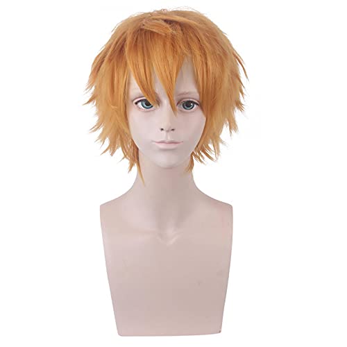 Anime cosplay perücke Anime Toilettengebundene Hanako-Kun Minamoto Kou Perücke Cosplay Perücke Rollenspiel Kurz Khaki 35cm