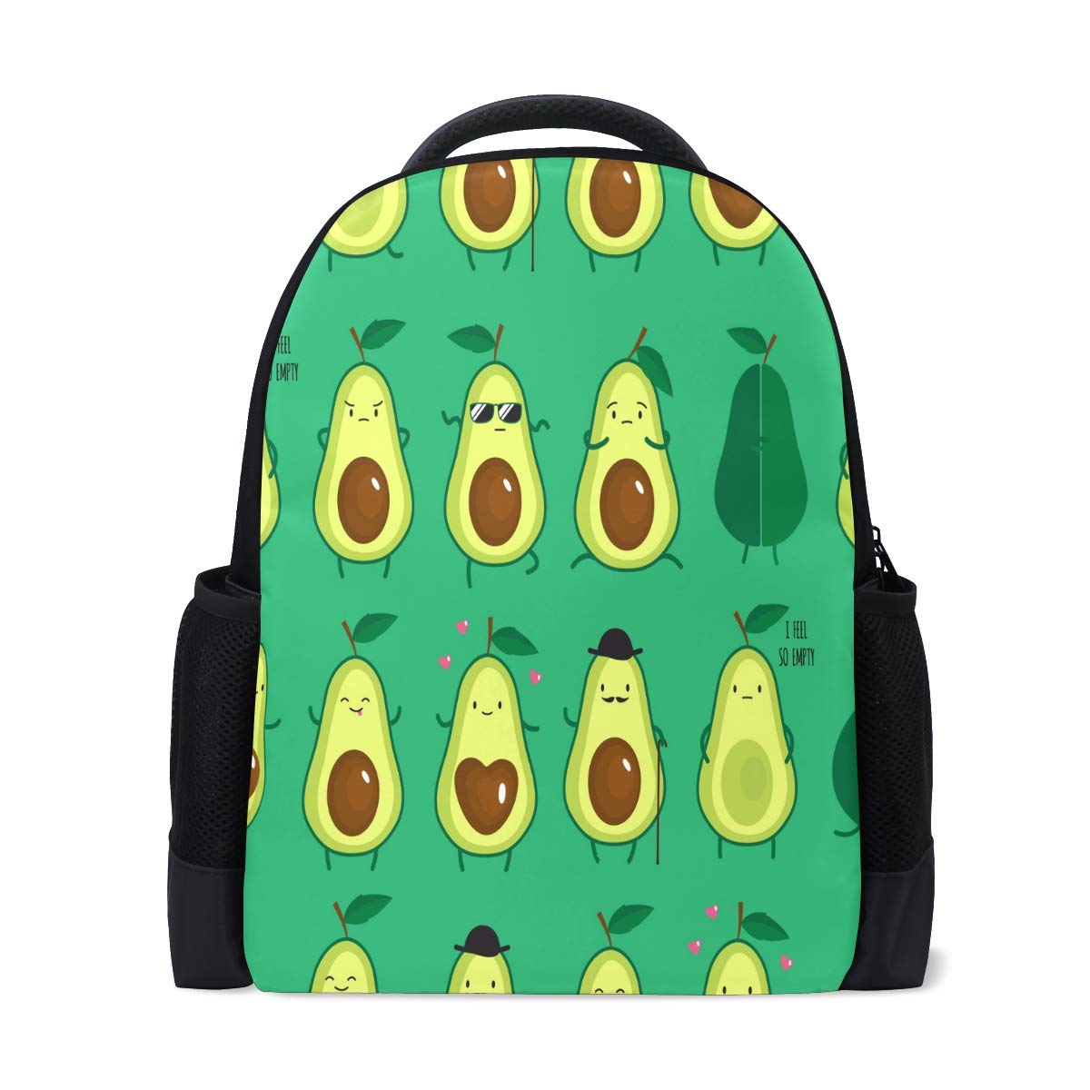 Süße Avocados Reise Laptop Rucksack Schule Buch Tasche Grün Blätter Herz Causal Daypack Outdoor Business Wandern Rucksäcke Camping Schultertaschen für Studenten Damen Herren