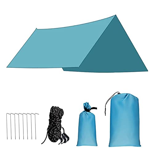 LangRay wasserdichte Zeltunterlage, 3m x 3m Zeltplane Sonnensegel Camping Hängematte Oxford-Plane 2000mm Wasserdicht Ripstop und Ultraleichte Regenschutz Sonnenschutz für Camping Wandern Strand,Blau