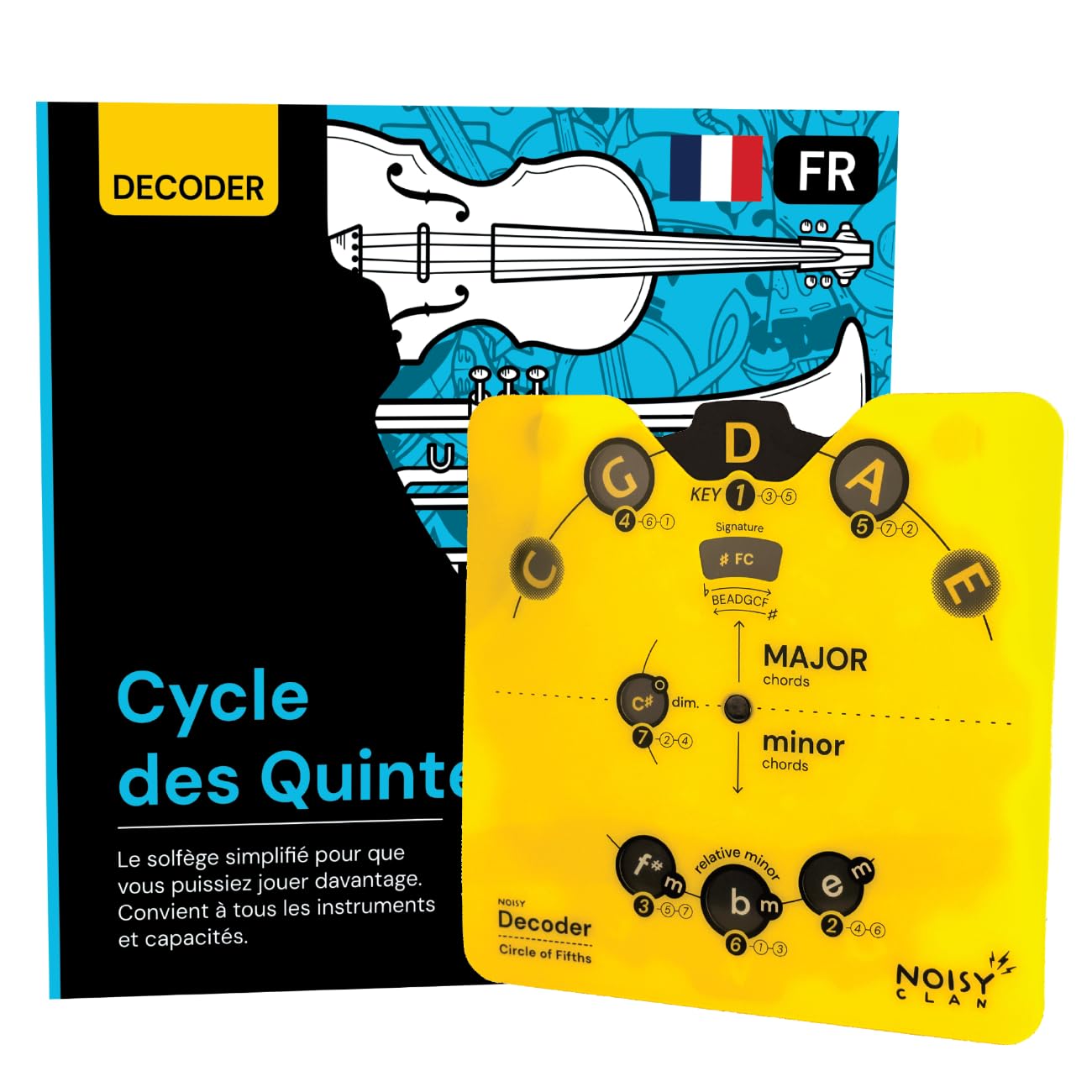 Circle of Fifths Book & Wheel - Plastic Circle of Fifths Wheel Tool with Music Theory Book in French Languauge, For All Intrsuments, Beginner and Intermediate Levels