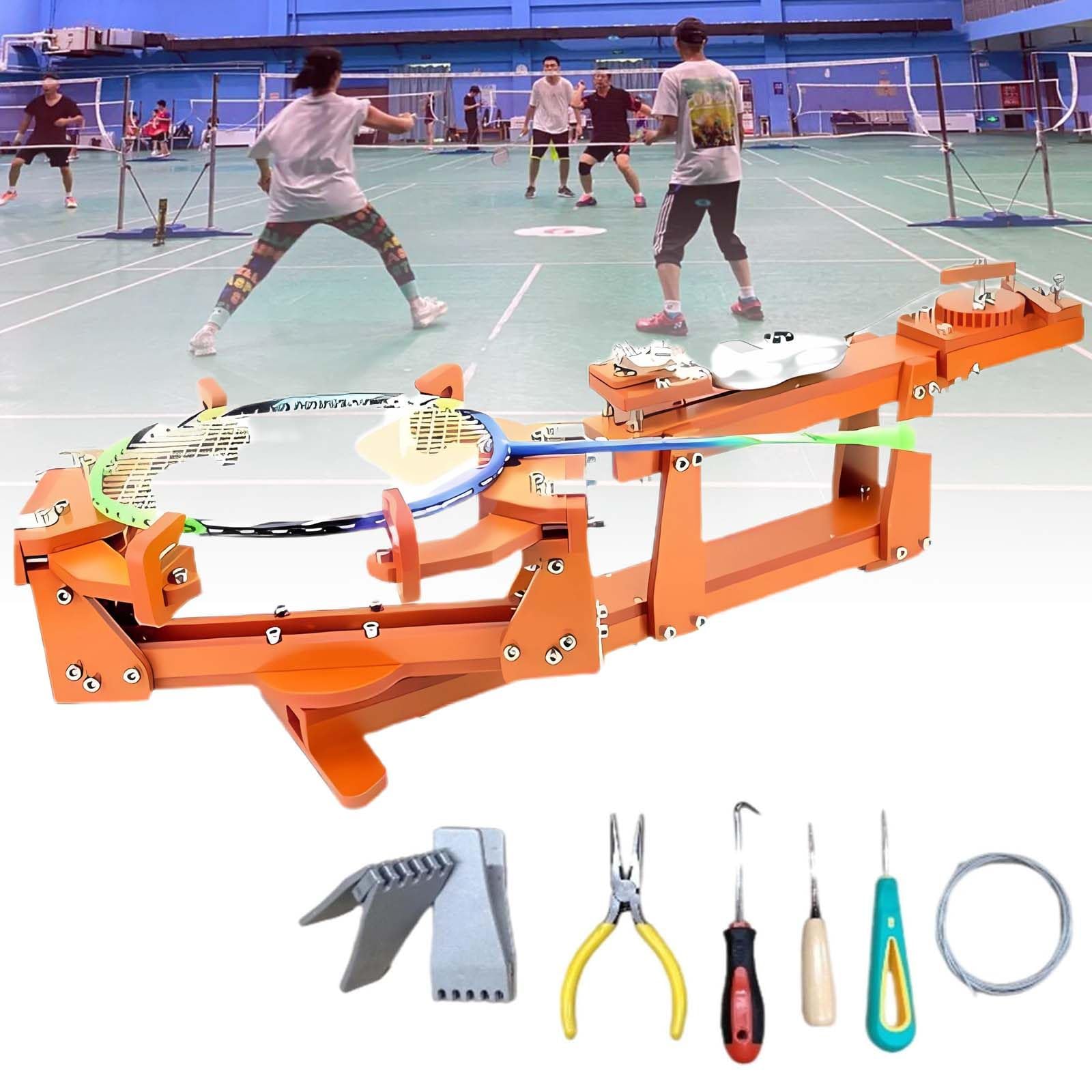 JMbpkduHs 360° Drehbare Tischschläger-Besaitungsmaschine Mit Zubehör, 6-Punkt-Fixierung, 30-Pfund-Badminton-Besaitungsmaschine, Für Selbstgemachte Squash-, Tennis- Oder Badmintonschläger