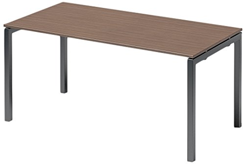 BISLEY Cito Schreibtisch, 740 mm höhenfixes U, H 19 x B 1600 x T 800 mm, Metall, Wn334 Dekor Nußbaum, Gestell Anthrazitgrau, 80 x 160 x 74 cm