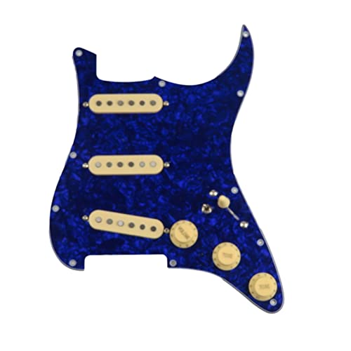 Geladenes Gitarren-Pickguard Geladene Pickguard-Pickups Gitarre-Alnico 5-Pickups SSS. Single Coils Pickups/Gelbe Pickupabdeckungen Set (Color : 10)