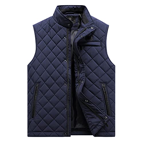 Daunenweste Für Herren - Männer Frühling Business Casual Warm wasserdichte Tasche Weste Männer Herbst Outfits Ärmellose Manteljacke Weste Männlich, Blau, 4XL