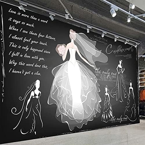 XLMING Chalkboard Hand Gezeichnet Hochzeit Mode Kleidung Shop Clubhaus 3D Tapete Home Dekoration Wohnzimmer Sofa Schlafzimmer Tv Hintergrund Wand-200cm×140cm