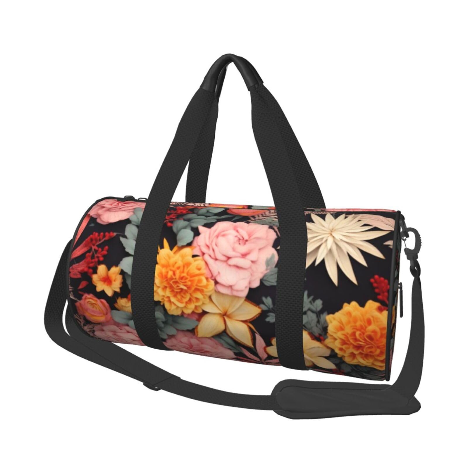 Robuste Reisetasche mit lila Blumen in Blüte, geräumige und stilvolle Tasche für alle Ihre Reisebedürfnisse, Buntes Boho-Blumenmuster, Einheitsgröße