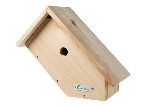 Deluxe Vogelkästen mit Seitenansicht aus Holz, wasserdicht und belüftet, 32 mm großes Loch, ideal für eine Vielzahl von Vögeln, handgefertigt, einfache Installation