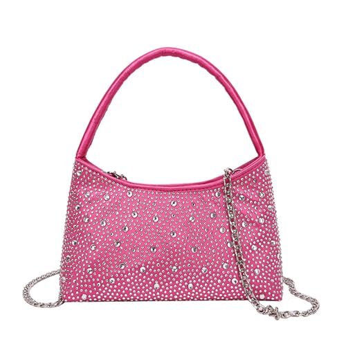 ohodhmnu Damen Tragetasche, funkelnde Crossbody-Tasche für Frauen, elegante Geldbörse für Party oder Brautnacht, hot pink, Large