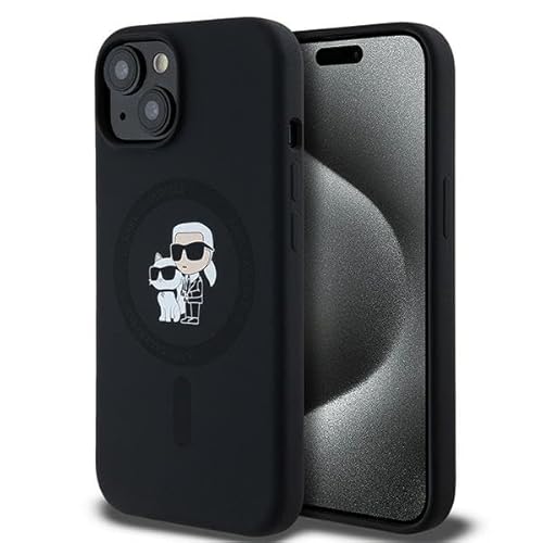 CG Mobile Karl Lagerfeld KLHMP15SSCMKCRHK Hülle für iPhone 15/14 / 13 6.1" Schwarz hardcase Silicone Karl & Choupette