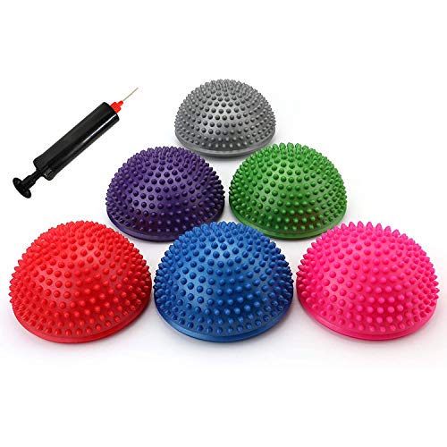 letaofang 6 Stück Halbrund Yoga-Bäll Sport Balance Pods Mini Therapie Balance-Igel Ball Hart Gymnastik Kugel für Koordination Balance Fitness Training