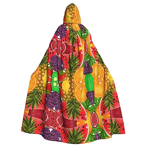 WURTON Fresh Fruits Ananas-Karnevalsumhang mit Kapuze, Unisex, Cosplay-Kostüm, Umhang für Erwachsene, 185 cm