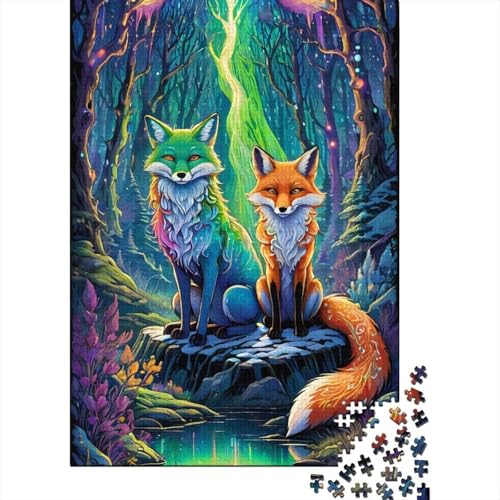 Tierfuchs-Puzzle aus Holz, Puzzle für Erwachsene und Jugendliche, 1000 Teile, für Erwachsene, schwierige Puzzles, Lernpuzzle, Familienspiel, 75x50cm