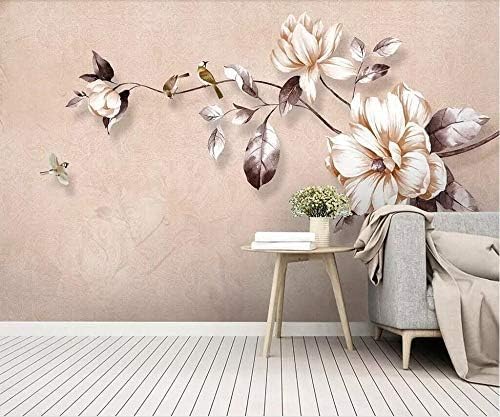 XLMING Vintage Blumen- Und Vogelgemälde Bilder Küche Esszimmer Arbeitszimmer Wohnzimmer TV Hintergrund Wand 3D Tapete-350cm×256cm