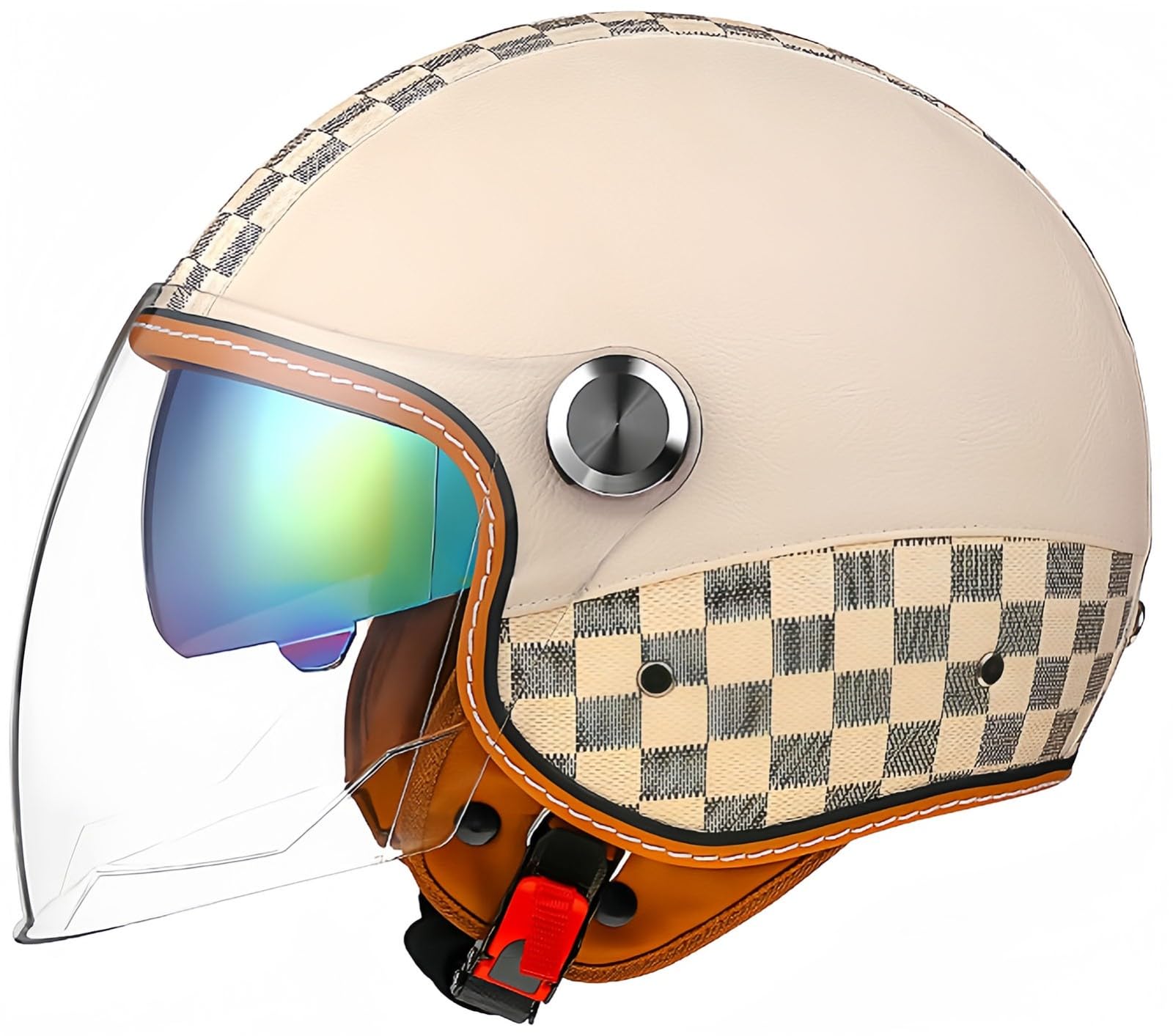 Retro-Open-Face-Halb-Jet-Helm, Roller-Helm Mit Open-Face-Visier, Klassischer Jet-Motorradhelm, Vintage-Motorrad-Schalenhelm Mit DOT/ECE-Zulassung Für Männer Und Frauen C,XL 62-64CM