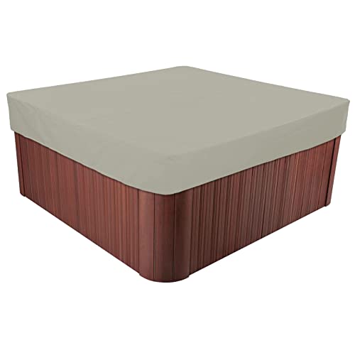 BaCover Outdoor Whirlpool Abdeckung, 210D Oxford-Gewebe Schutzabdeckung für Spa Wasserdicht UV-Schutz Pool-Abdeckung Quadratische,Beige,231x231x30cm