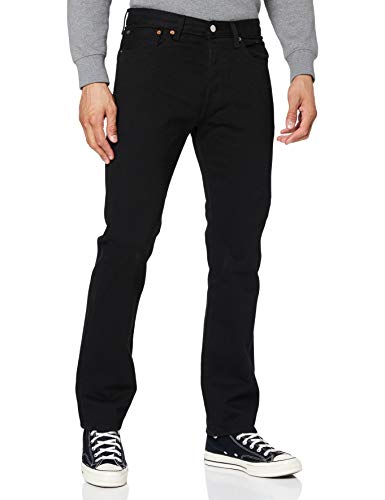 Levis® 501® Jeans - Regular Straight Fit - Stonewash - Onewash - Marlon Wash - Black mit Urban Classics Gürtel, Größe:W 38 L 30, Wash:Black (00501-0165)