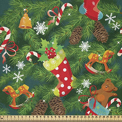 ABAKUHAUS Weihnachten Microfaser Stoff als Meterware, Weihnachtszubehör Kiefer, Deko Basteln Polsterstoff Textilien, 2M (230x200cm), Rot