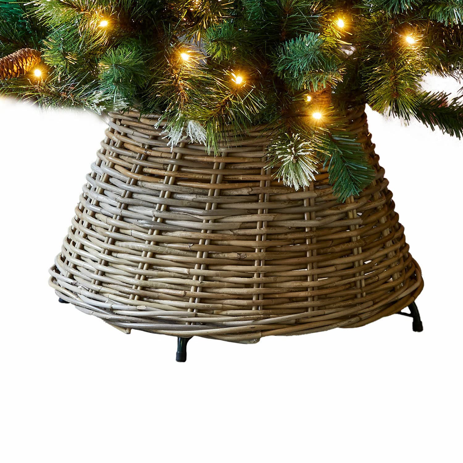 Loberon Korb Kiente, Traditionell Handgeflochten, Robust & Langlebig, Verjüngende Form, Passt um Christbaumständer, 27/50 cm, Aufbewahrung, Dekoration, Rattan, beige