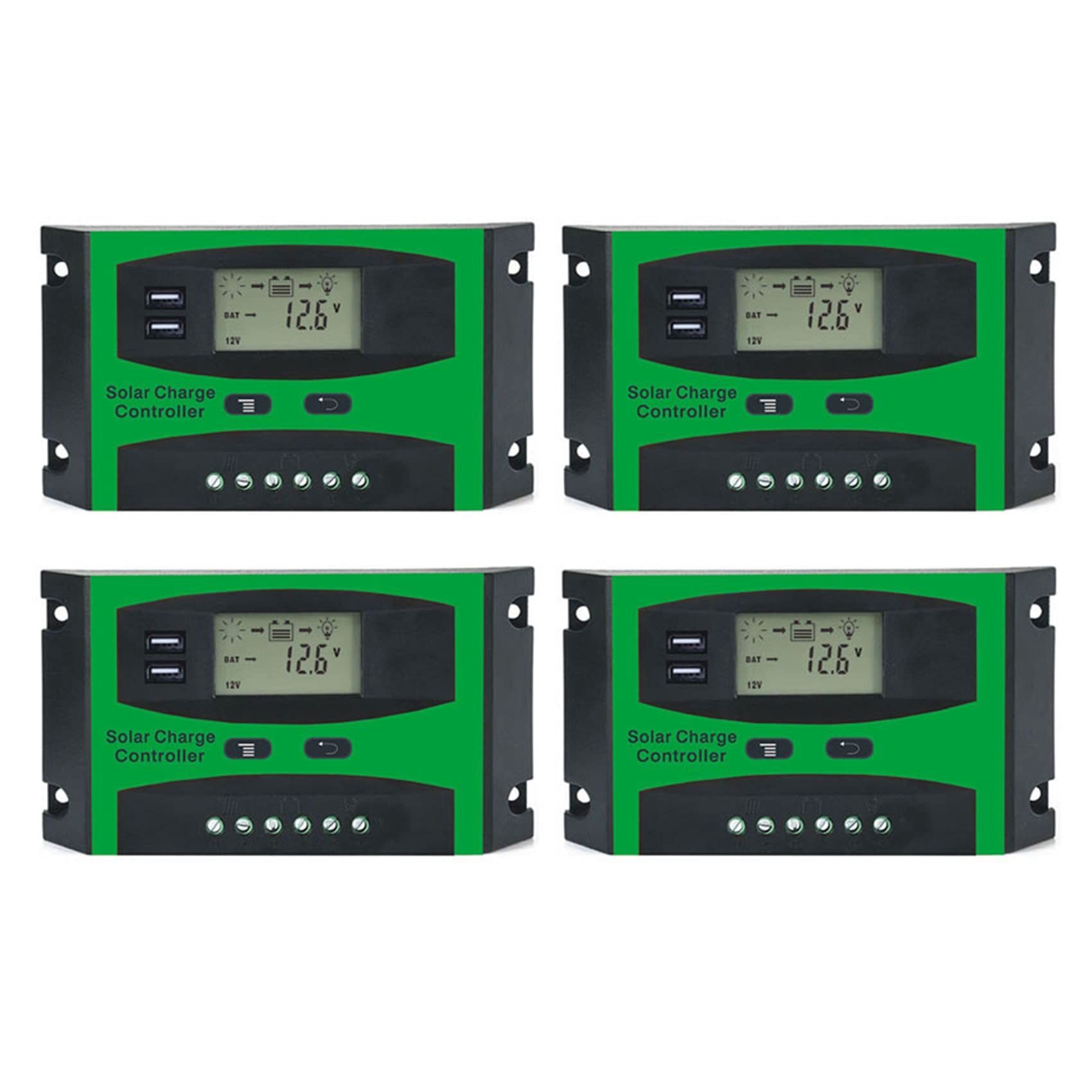 Uikdjgu 4X 30A 12V 24V Solarregler LCD Funktion Dual USB 5VDC Ausgang Solarzellen Panel Batterieladeregler