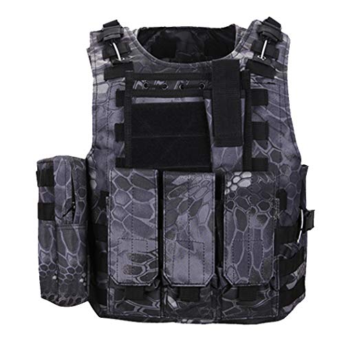 QHIU Taktische Weste Camo Molle Schutz Combat Military Weste für Softair Paintball CS SWAT Wargame Jagd Outdoor Sport