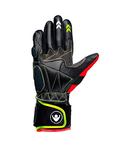 ON BOARD Racing-Handschuhe PRX-1, Unisex, 2XL, schwarz/weiß/rot/fluoreszierend