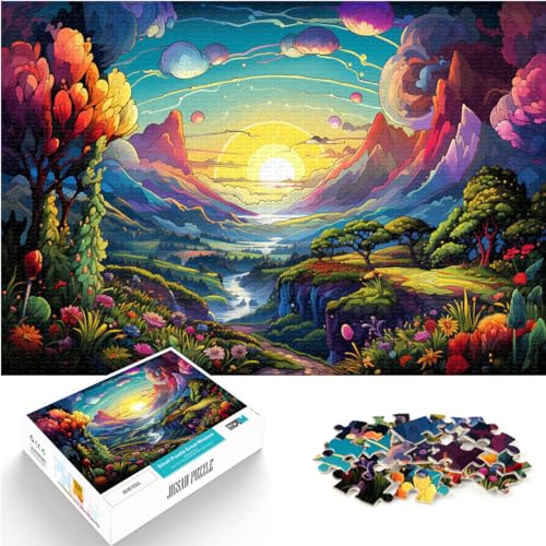 Puzzles zum Verschenken, farbenfroher Sonnenuntergangsdschungel, Puzzles für Erwachsene, 1000 Teile, Holzpuzzles, Lernspiele für Zuhause, DIY-Spielzeug, 1000 Teile (50 x 75 cm)