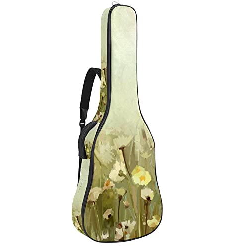 Gitarrentasche Schutz- und Transporttasche für akustische und klassische Gitarren wasserfest und gepolstert Kleine Blumen malen 108.9x42.9x11.9 cm