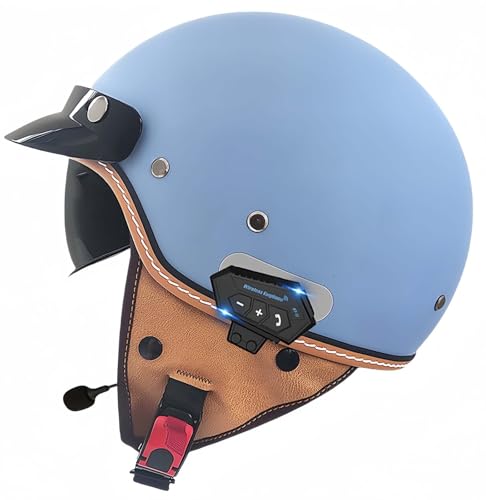 Vintage-Motorradhelm, Offener Helm, ECE-Zugelassener Offener Motorradhelm, Retro-Halbhelm Mit Sonnenblende, Für Erwachsene, Männer Und Frauen, Mopedhelme C,XL61-62CM