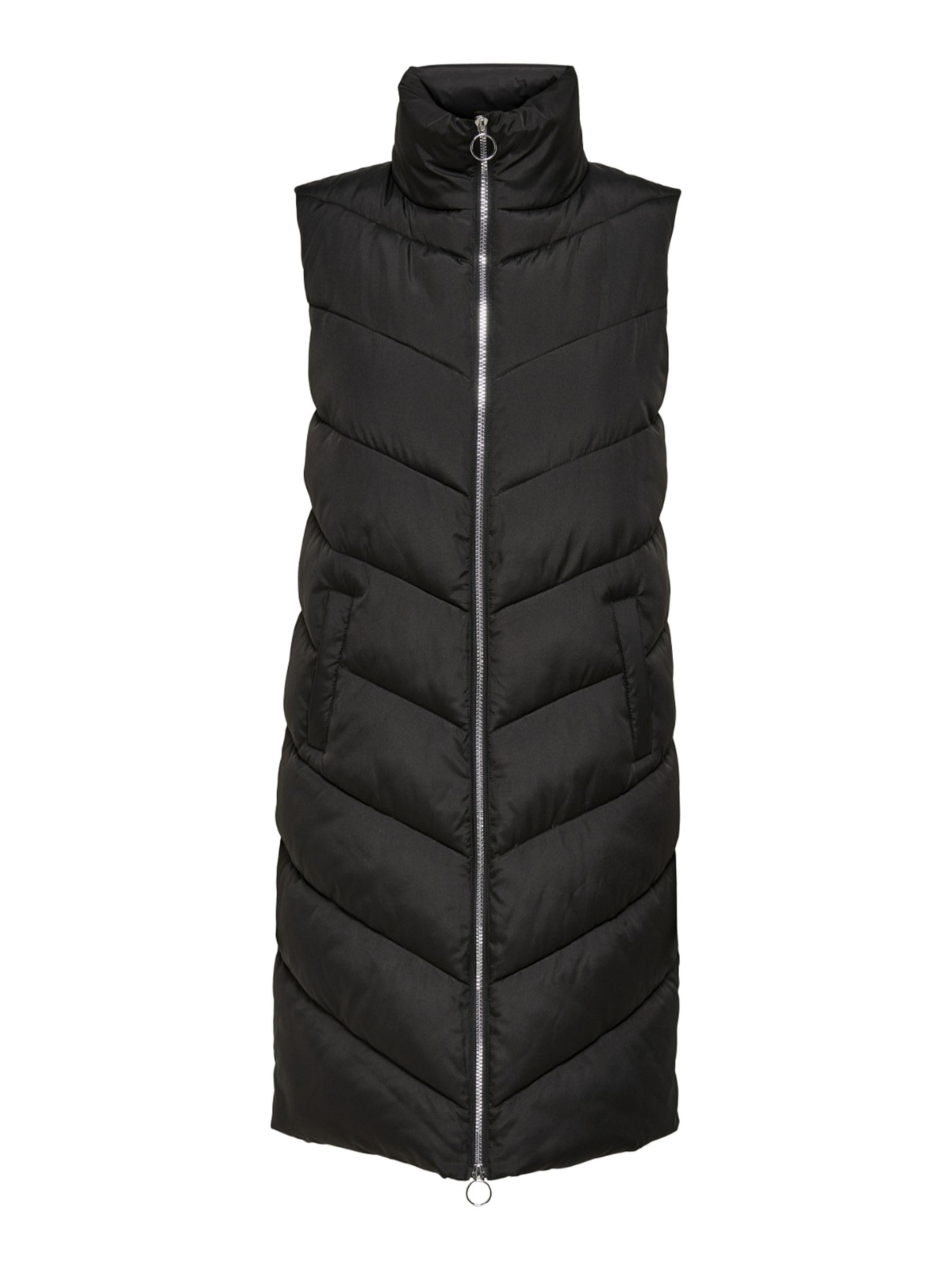 JdY Damen JDYFINNO Long Padded Waistcoat New NOOS Jacke, Black/Detail:Silver Zip, S