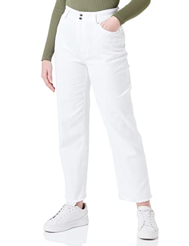 Love Moschino Women's Cropped Slim fit 5-Pocket Trousers Casual Pants, Optical White, 31