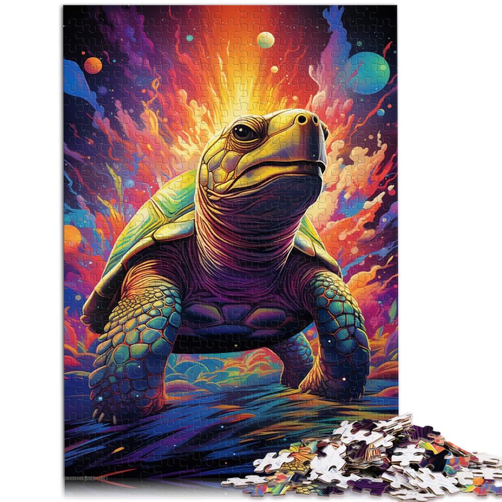 Puzzle, Bunte psychedelische Schildkröte, 1000 Teile, für Erwachsene, Geschenke, Holzpuzzle ganze Familie und Dieses 1000-teilige (50 x 75 cm)