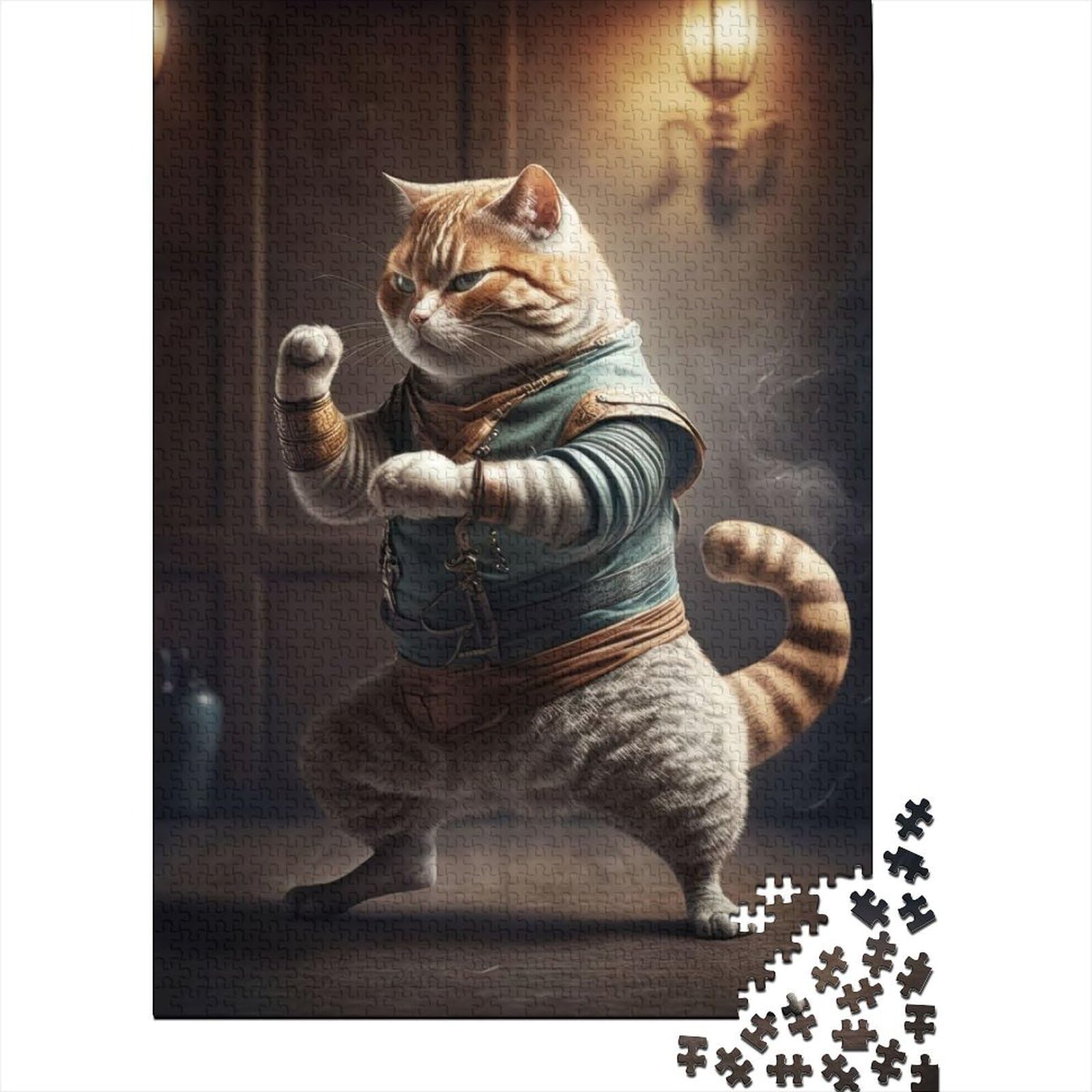 Kung-Fu-Katzen-Puzzles, Puzzles für Erwachsene und Teenager, 1000 Teile, Puzzles für Erwachsene, Holzpuzzles für Erwachsene und Teenager (Größe: 75 x 50 cm)